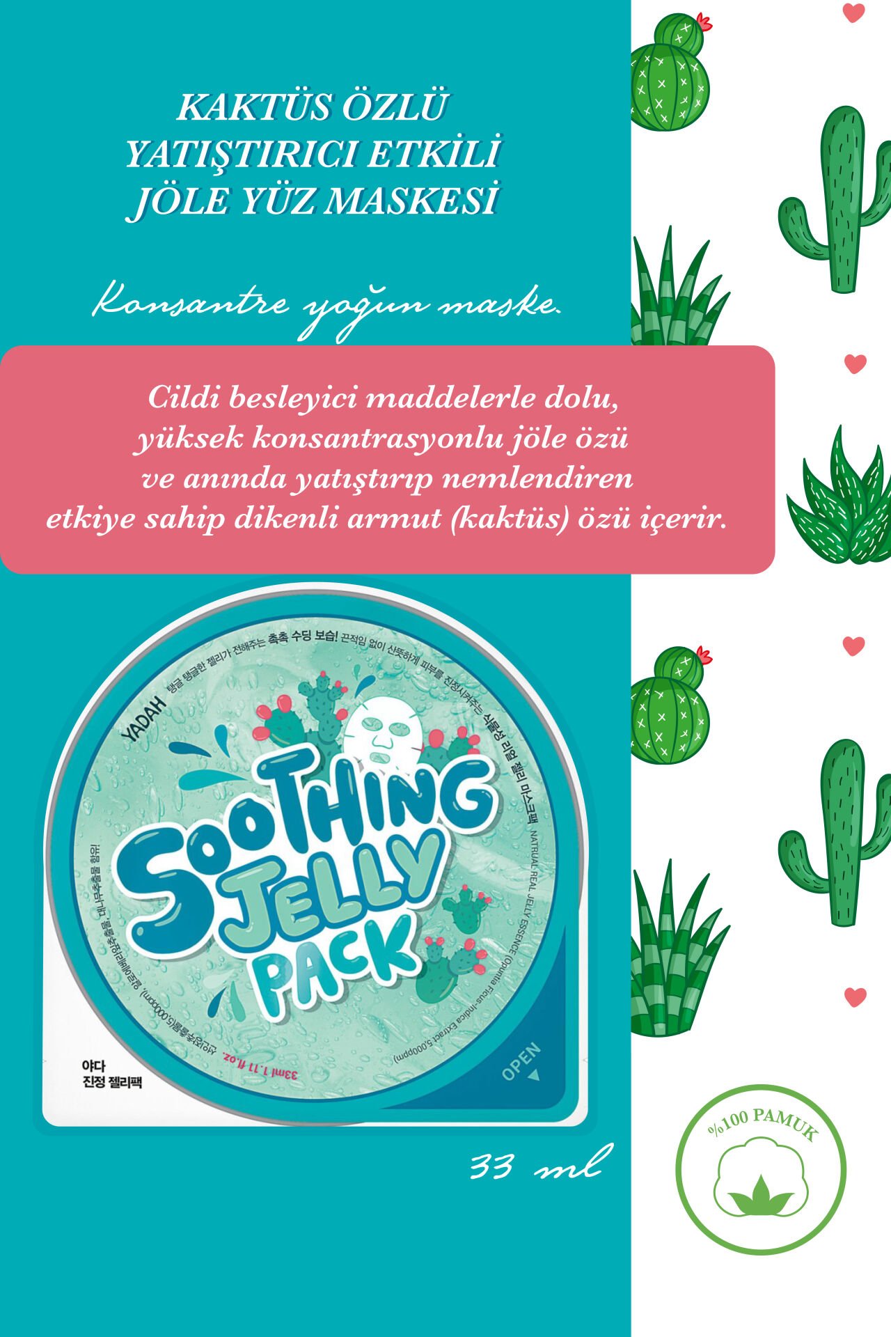 Yatıştırıcı Jöle Maske - Kaktüs özlü
